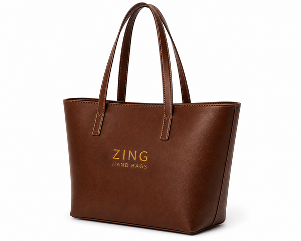Zing Hand Bags Textured Leather Essential Tote